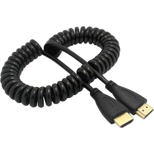 1080p HDMI-compatible Male to Male Coiled Spiral Spring Cable Lead Cord Wire