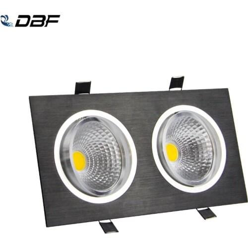 LED Recessed Dimmable COB Downlight 10W 14W 18W 24W Black Square 2-Heads Ceiling Downlight Indoor Lighting Home Decor AC85V-265V