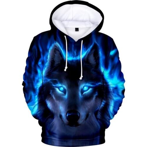 Personality Hoodie Wolf 3D Mens Boys Hoodies Sweatshirt Brand Designer Children Clothes Autumn Winter High Quality Sweatshirt
