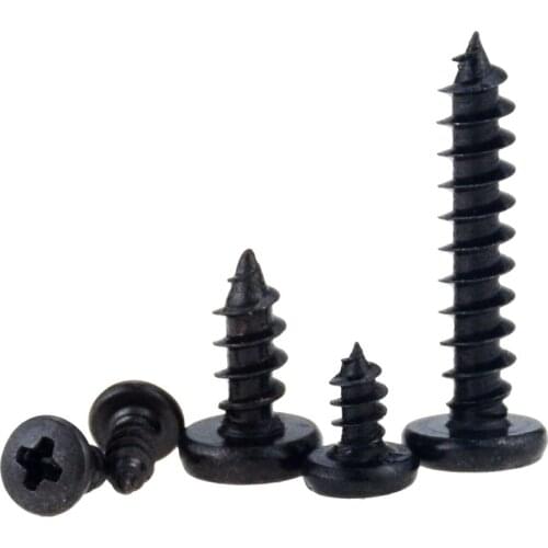 100PCS M2*4 5 6 8 10 Small Black Carbon Steel Cross Phillips Pan Round Head Self Tapping Screw M2x4 M2x6 M2x8 M2x10
