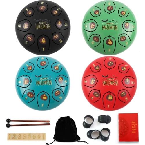 Halloween Ethereal Drum Rhythm Tongue 6 inch 8 Tone Hand Drum with Drumsticks Storage Bag for Percussion Musical Instrument New