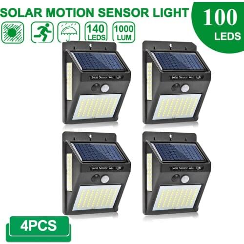 100 LED Solar Powered Light Outdoors Waterproof PIR Motion Sensor Street Yard Lights Garden Decoration Solar Lamps Dropshipping