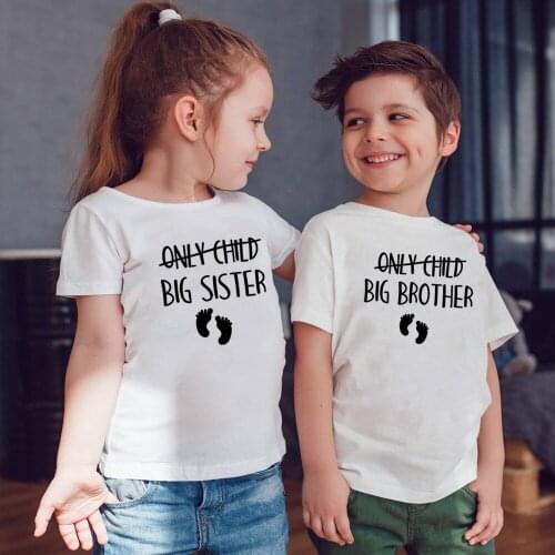 Promoted To Big Sister/Brother 2021 Kids Tshirt Announcement Funny Matching T-shirt Girls Boys Clothes Family Look Tees,HKP5412