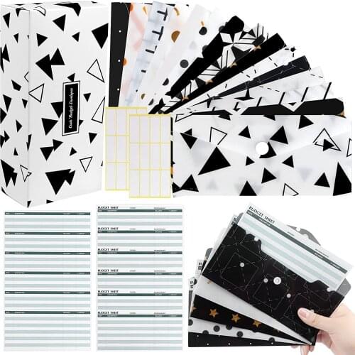 31 Pieces Cash Envelopes System for Budgeting 15 Patterns Waterproof Budget Money Envelopes, 15 Pieces Expense Budget Sheets
