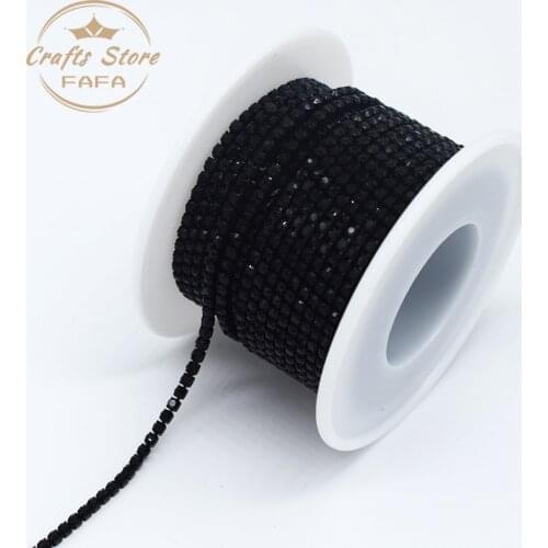 DIY Decoration 5 Yards/Pack Top Crystal Rhinestones Black Sewing On Flat Back Cup-Chain With Metal Bottom