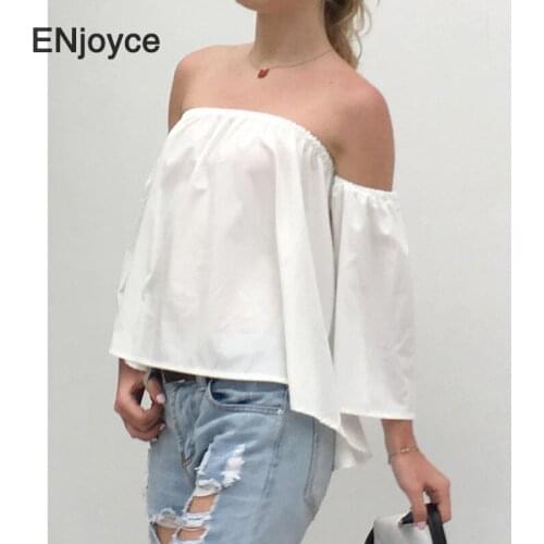 Sexy Women Elegant Off Shoulder Blouse Lantern Sleeve Tops Fashion Shirts Office Lady Button Down Blouses Summer New