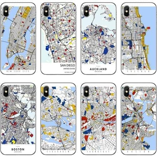 Ins Exclusive European City Map silicone Phone Case For iPhone 8 7 6 6S Plus 11 Pro XS Max XR X 5 5S SE 4S 4 iPod Touch 5 6