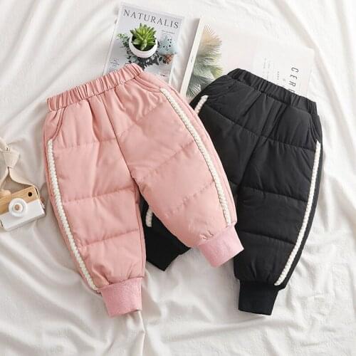 Childrens Down Cotton Pants 2020 Winter Childrens Pants Korean Baby Boys and Girls Thick Down Trousers Baby Warm Pant 1-4 Year