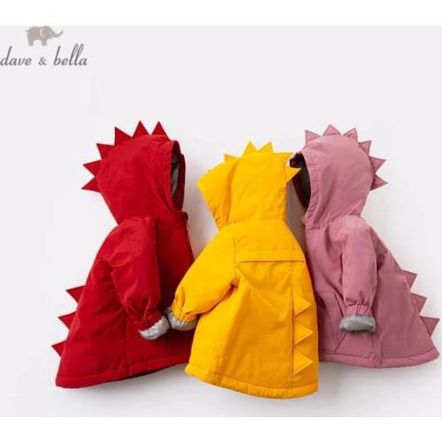 DB16594 dave bella winter baby unisex down cartoon coat hooded zipper outerwear children 90% white duck down padded kids jacket