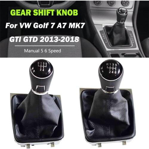 For VW Golf 7 A7 MK7 GTI GTD 2013 2014 2015 2016 2017 2018 Car 5 /6 Speed Car Gear Stick Level Shift Knob With Leather Boot