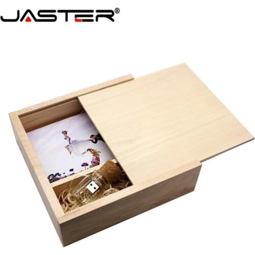 JASRER (1 PCS Free LOGO) Photo Unique Album walnut Wood USB+Box Pendrive USB flash drive 4GB 16GB Photography (180*180*5.5 mm)