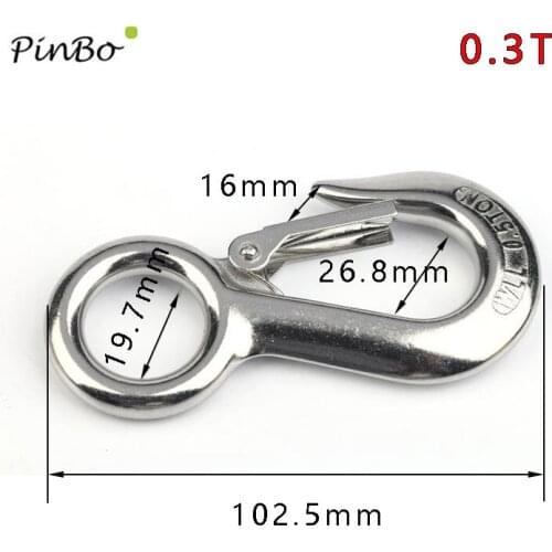 0.3ton stainless steel 304 large eye cargo snap hook working load capacity crane hook