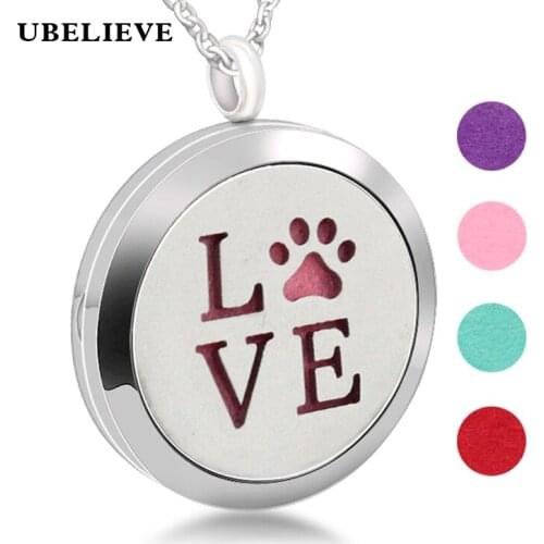 Love Design Aromatherapy Locket Necklace 316L Stainless Steel Essential Oil Diffusing Necklace Pendant Hollow Magnetic Locket