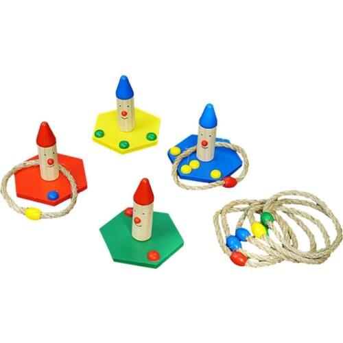 Ring Toss Play Set Children Rope Throwing Game Outdoor Toy Outdoor Hemp Rope Loop Game Garden Grass Family Ring Throwing Game