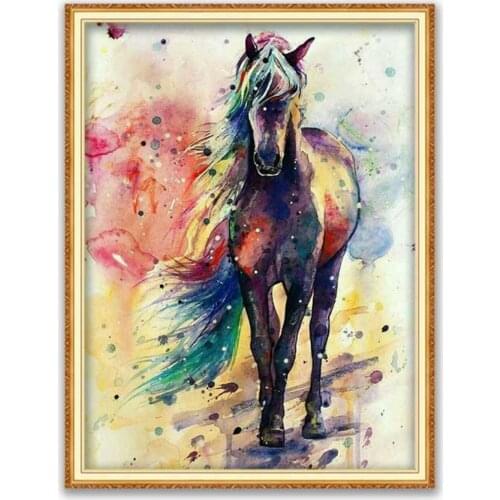 Animal Horse DIY Cross Stitch Embroidery 11CT Kits Craft Needlework Cotton Thread Printed Canvas Home Decoration Dropshipping