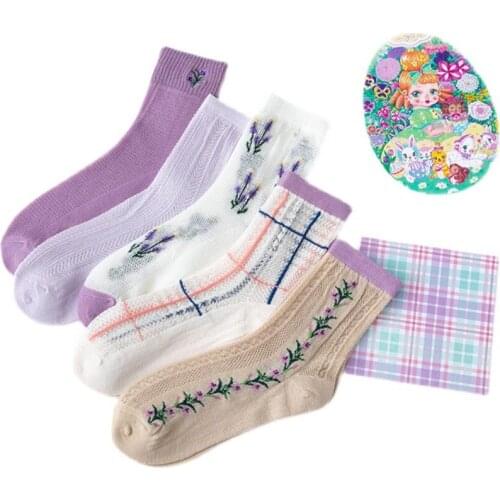 Flowers Thin Cotton Short Socks Women Transparent Girls Solid Female Striped Sock Fashion Happy Casual Lady Harajuku Womens Sox
