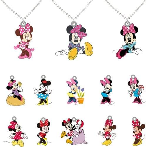 Disney Cartoon Animation Minnie Lively Play Shape Pattern Epoxy Resin Necklace Pendant Accessories Fashion Trend Necklace