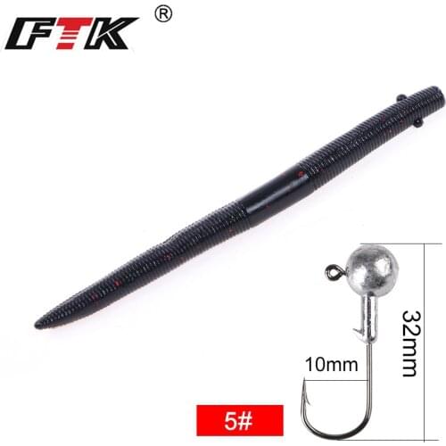 FTK Fishing Lure Worm Bait Soft Lure Maggots Wobblers Jigging Lure Carp Earthworm Bite Grub Fishing Hook Lead Head Tackle 624