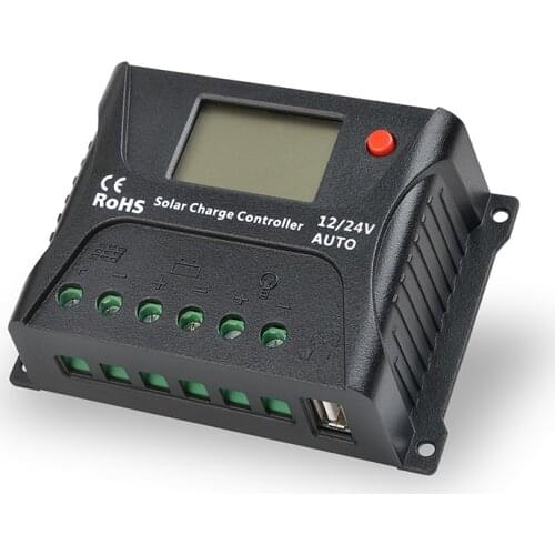 PWM Solar PV Panel Charge Controller 12V 24V Auto 10A 20A 30A 40A Intelligent Solar Charger Regulator With LCD Display