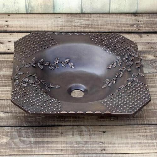 2Colors, Groupbuy Presale Artistic Cast Bronze Embossed Countertop Semi-Counter Wash Basin Bathroom Sink