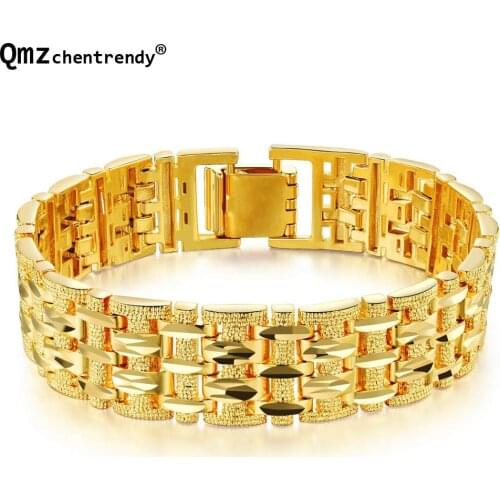 Hip hop 18 K Copper Gold Filled Watchband Design Bracelet Luxury Mens Fashions Hiphop Jewelry Bangles
