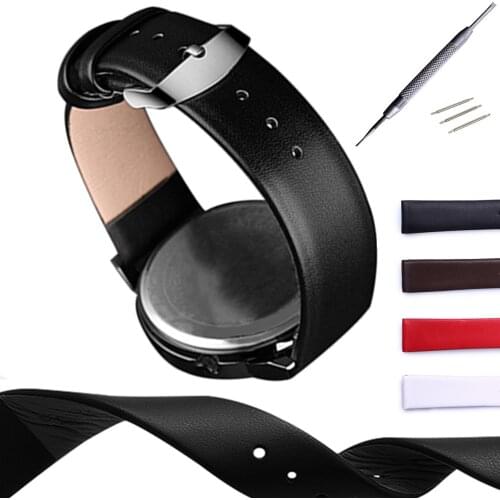 Cowhide watch band genuine leather 18mm 20mm 22mm thin smooth watch strap belt Suitable for DW watches galaxy watch gear s3