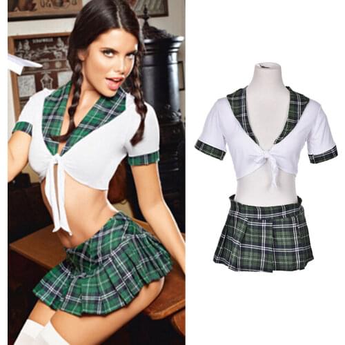 Sexy Students School Girl Uniform Role Play Costumes Women Girl Plaid Cosplay Clothing Adults Halloween Clothes Set