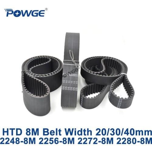 POWGE HTD 8M synchronous Timing belt C=2248/2256/2272/2280 width 20/30/40mm Teeth 281 282 284 285 HTD8M 2248-8M 2256-8M 2272-8M