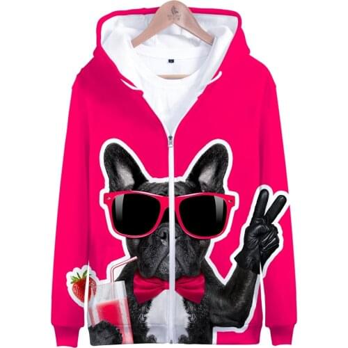 French Bulldog 3D Print Oversized Zip Up Women/Men Hoodies Sweatshirt Streetwear Hip Hop Zipper Hooded Jacket Casual Tracksuit