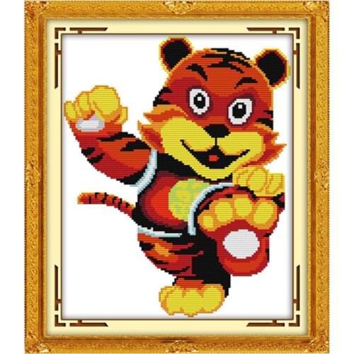 Everlasting Love Ruyi Tiger With Blessing Chinese Cross Stitch Kits Ecological Cotton Stamped 11CT DIY Gift New Year Decorations