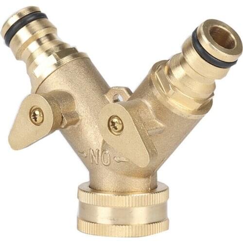 High Quality 3/4 Inch Brass 2 Way Y Hose Tap Connector Garden Hose Pipe Splitter - American/European Thread