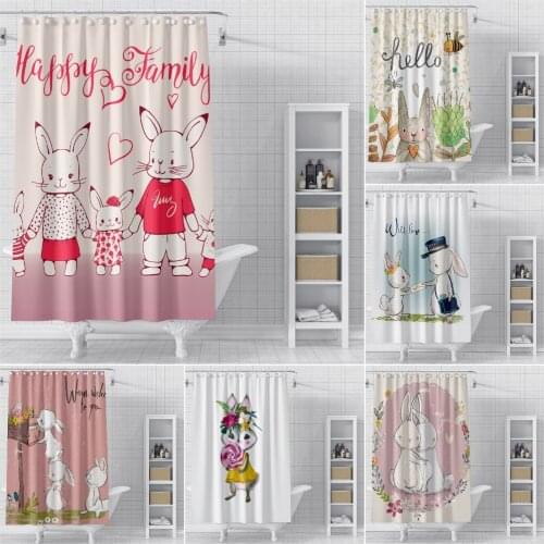 Cute Cartoon Animal Pattern Shower Curtain Waterproof Mildew Proof Bathroom Curtains Solid Bath Curtains For Bathroom With Hooks