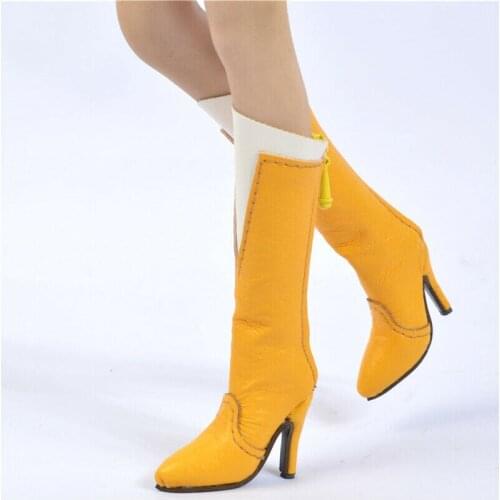 Yellow 1/6th Womens Hollow Shoes Long Tube Boots Model F 12" Figure Toy