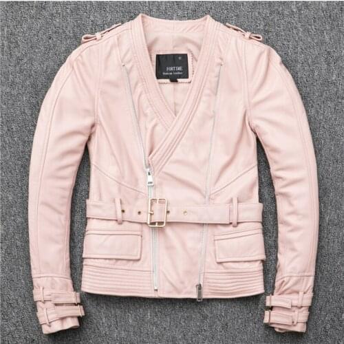 Leather Jacket Women 2020 Spring Autumn Short Slim Motrocycle Jacket Sheepskin Genuine Leather Jacket Women Veste Femme YY971