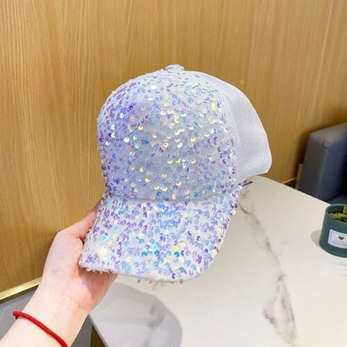 Sequined Hat Ladies Summer Outdoor Sun Hats Black Dazzling Mesh Breathable Baseball Caps Street Trend Lovers Cap