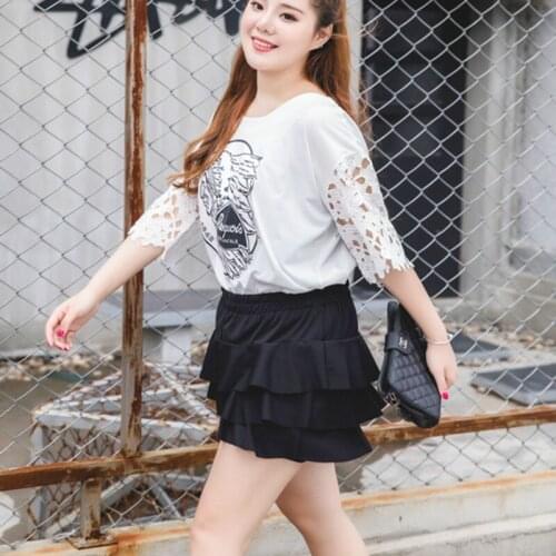 Womens Summer Skirt Ruffles Cascading 4XL Plus Size Skirts Faldas Mujer Moda Black Mini Skirt TAD151