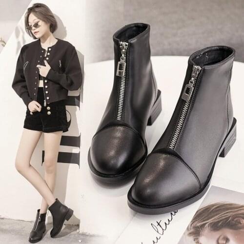 Womens Short Boots 2020 New Thick-heeled Flat Martin Boots British Style Short Tube Korean Version of The Wild Martin Boots