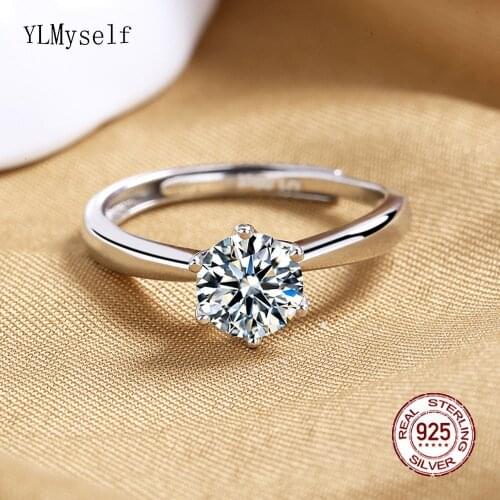 Real 1 Carat/2 Carat D Color Moissanite Wedding Ring For Women Top Quality 18K White Gold Color 100% 925 Sterling Silver Jewelry