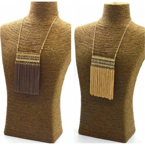 Gold Vintage Handmade Chain Statement DIY Beads Necklace Women New Collar Fashion Jewelry Accessories Party Necklace N15541