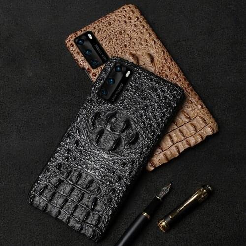 For Huawei P40 P30 P20 Pro Honor V30 Nova 6 SE 9X 8X Max Genuine Leather Crocodile Texture Shockproof Hard Back Protection Cover