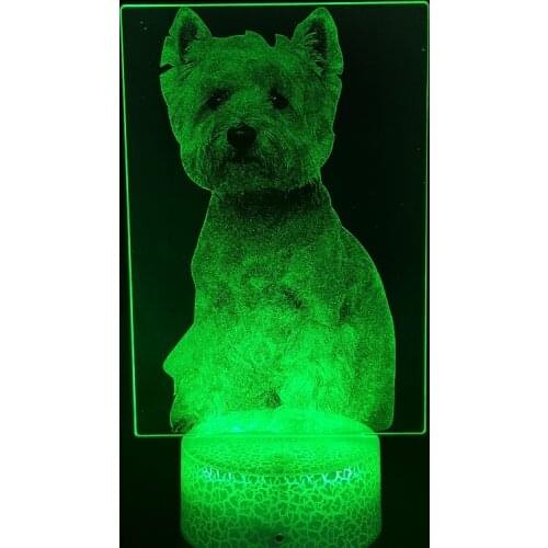Animal Nightlight LED Acrylic 3D Night Light Baby Room Pet Dog Lamp Bedside West-Highland-White-Terrier Cute Kids Birthday Gift