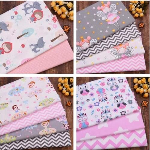 Star Dancing Girl Owl Dot 100% Cotton Fabric Patchwork Cloth for DIY Sewing Baby Dress Quilting Fat Quarters Material Tissus