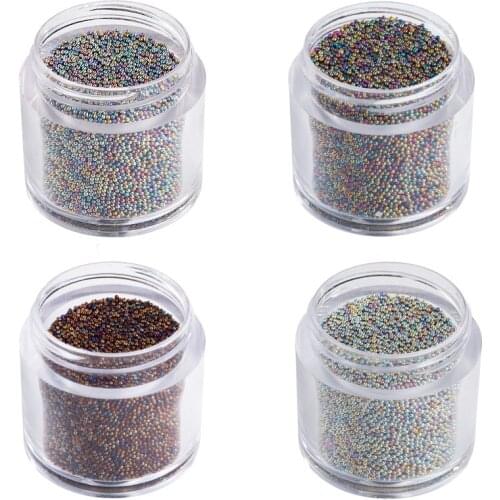 1 Jar 0.8-1mm Nail Crystal Beads Rhinestones Mix Colors Glass Strass 3D Caviar Beads For Nail Art Decoration Manicure Tips PA112