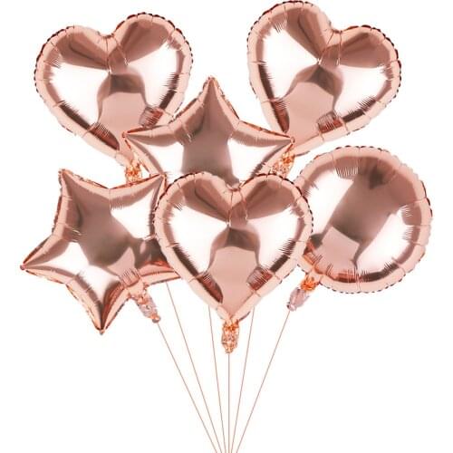 18-inch heart-shaped love round five-pointed star aluminum balloon rose gold birthday wedding party can float wholesale