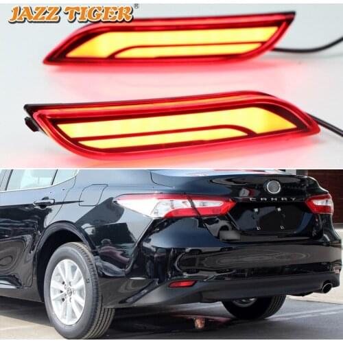 3-in-1 Functions Car LED Rear Fog Lamp Brake Light Dynamic Turn Signal Bumper Decoration Lamp For Toyota Camry 2018 2019 2020