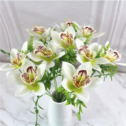 6pcs Artificial Silk Orchid Flowers Cattelan Fake Flower for Wedding Party Home Festival Decoration Florals
