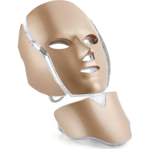 7 Colors Light LED Facial Mask Skin Rejuvenation LED Mask Photon therapy Face Care Beauty Device Gold&Rose LED with Neck Mask