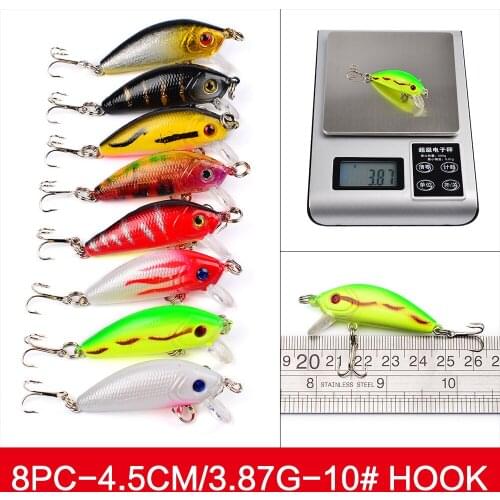 8PCS Minnow Hard/Fake/Artificial Bait For Fishing Lure Trolling Tackle Crankbait Jerkbait 3d Eyes Carp Freshwater Bass Wobbler