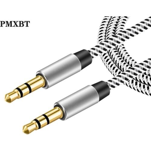 1m Jack Aux Wire 3.5 mm to 3.5mm Audio Cable Male to Male Kabel Gold Plug Car Media & Players Aux Cord For iphone Samsung Xiaomi