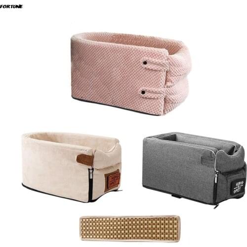 Dog Safety Car Seat With Bamboo Mat Puppy Booster Seat Center Console Pet Carrier For Outdoor Traveling Basket Pet Drive Kennel